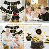 Birthday Decorations, Happy Birthday Banner with Honeycomb Ball, Gift Hanging Swirl Streamer, Circle Dot Garland - Happy Birthday Party Decorations for Men Women Boys Girls (Black & Gold, 30th)
