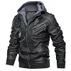 Men's Winter Thick Hooded Leather Jacket Coat