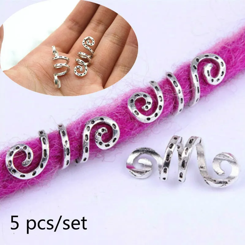 Hair Braid Coin Leaves Retro Colorful Beads Pendant Charms Rings Clip Headband for Pierced Hip-hop Braiders Leaves Accessories