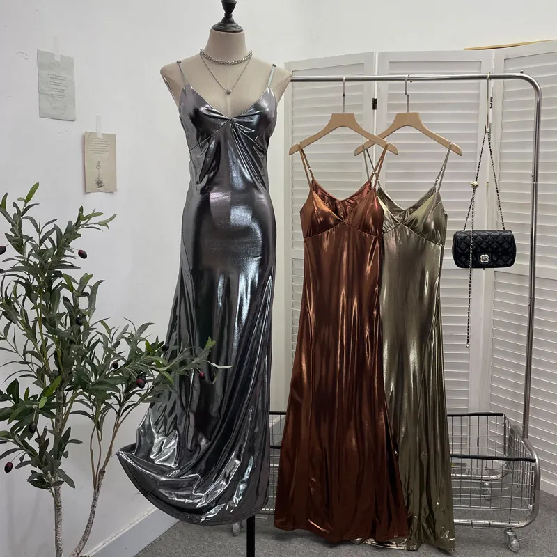 Uveng Picts Hottie Liquid Metallic Sling Dress Bag Pupama Long Skirt With Chest Cushion Dress Dress 8876