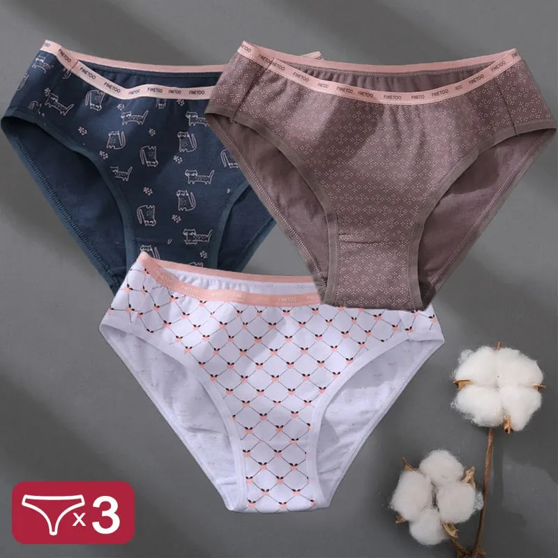 Floral Printing Panties Women Underwear Cotton Panties Set Finetoo Design Female Underpants Lingerie Sexy Pantys Briefs Intimate