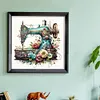 (Stamped/Counted) Retro Floral Sewing Machine - 14CT/18CT Cross Stitch 40*40cm/15.75*15.75in