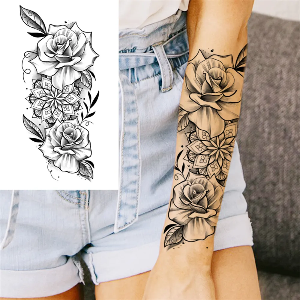 Sdrawing Clock Temporary Tattoo For Men Women Children Skeleton King Dragon Hourglass Black Tattoo Sticker Fake Snake Adults Tatoos