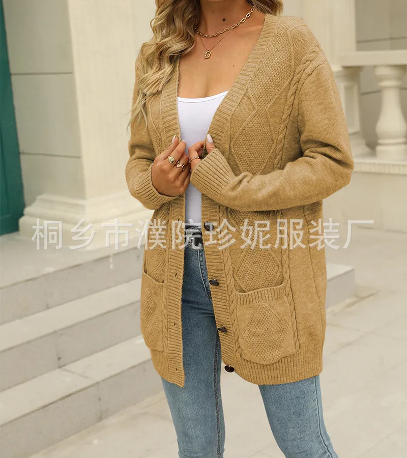 Athvotar Athvotar Long Coat Women's Long Dress Long Female Solid Color Mah-Button Cardigan Long-Sleeved British Style