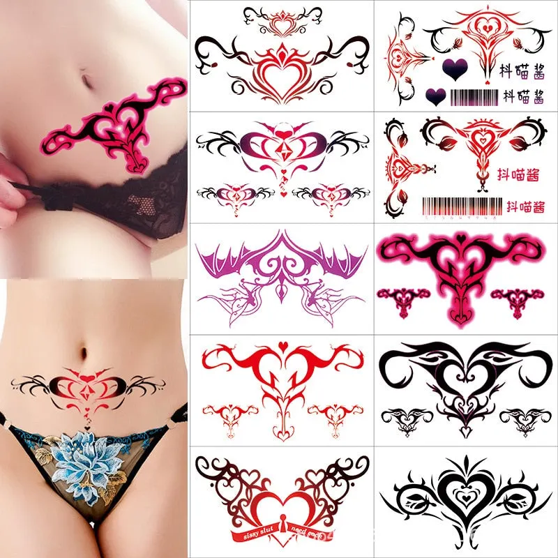 20pcs Colorful Lady Sexy Waist Temporary Tattoo Stickers Flower Body Art Waterproof Fake Tatto for Women Flash Party Decal Tatoo