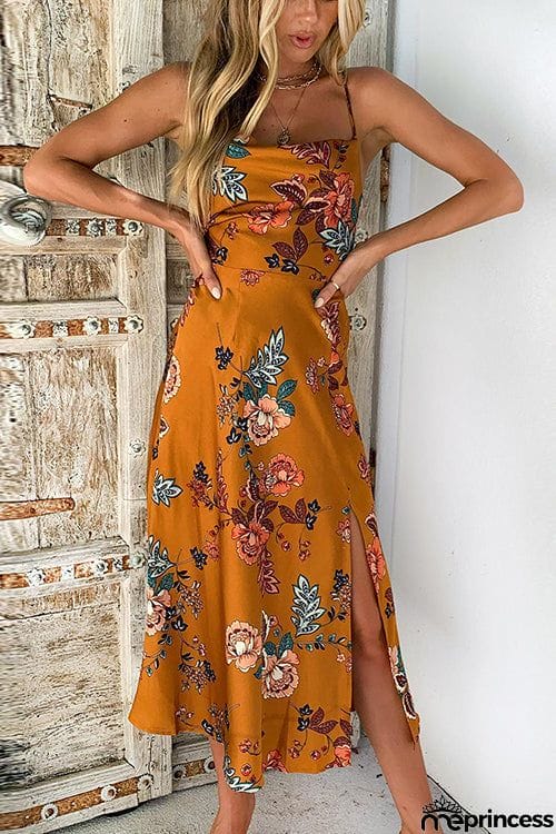 Pleated Bust SlitSlip Dress