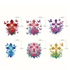 (US Local)6Pcs Acrylic Double Sided Cross Flower Diamond Painting Keychain for Bag Decor