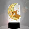 5D DIY Diamond Painting 7 Color Night Light Lamp Home Decoration Ornament Gift Kit(Moon Bear)