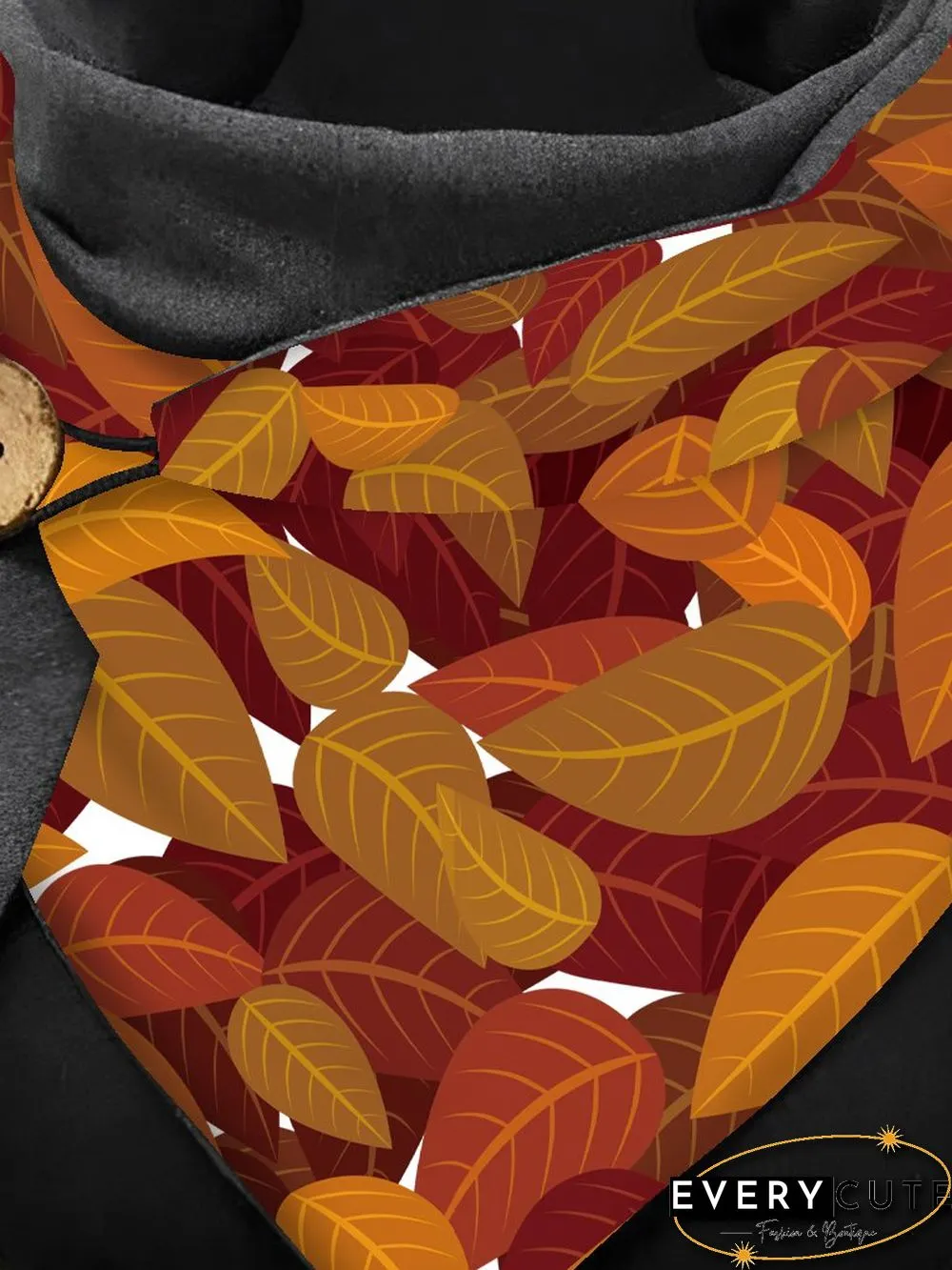 Maple Leaf Pattern Print Triangle Scarf Autumn and Winter Clothes Matching