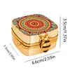 (US Local)Mandala Diamond Painting Mirror Bag Rhinestone Jewelry Box for Women (Gold)