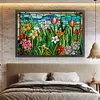 >SALE<Full Embroidery Cotton Thread 11CT Print Stain Glass Flower Cross Stitch 60x40cm