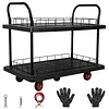 [US Local Warehouse] 2 Shelf Heavy Duty Rolling Utility Cart 880lbs Capacity Serving Cart with Wheels