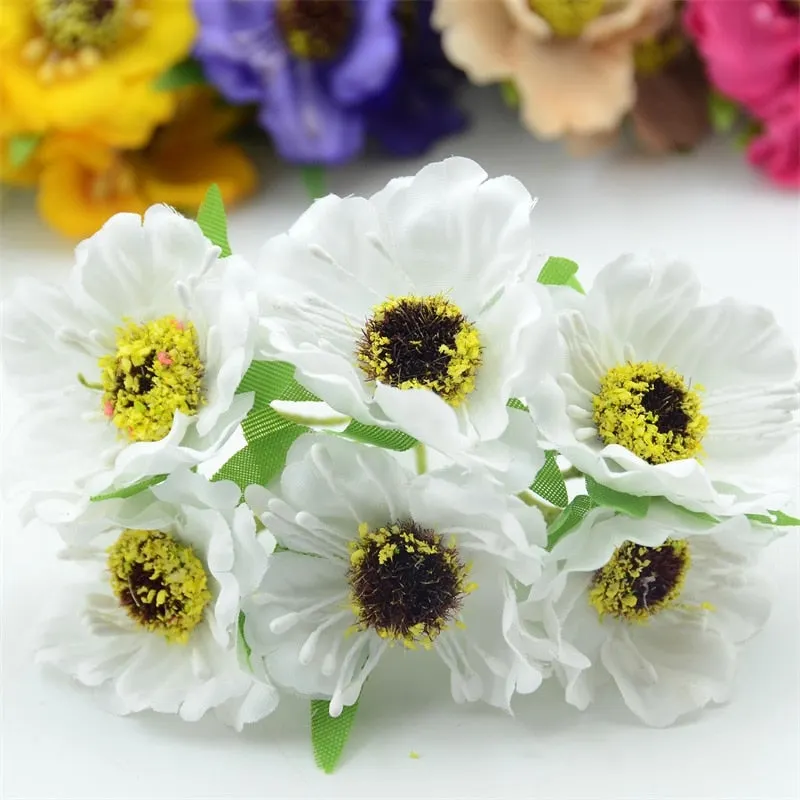 6pcs/lot Real Touch Hight Small Grade Artificial Poppy Bouquet Wedding Silk Rose Flowers For DIY Wedding Wreath Decoration
