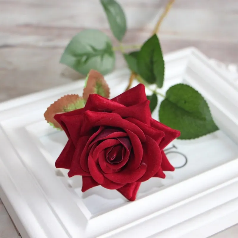 Single Flannel Angle Artificial Silk Large Flowers Rose Decoration Wedding Living Room Home DIY Decoration Fake Flowers