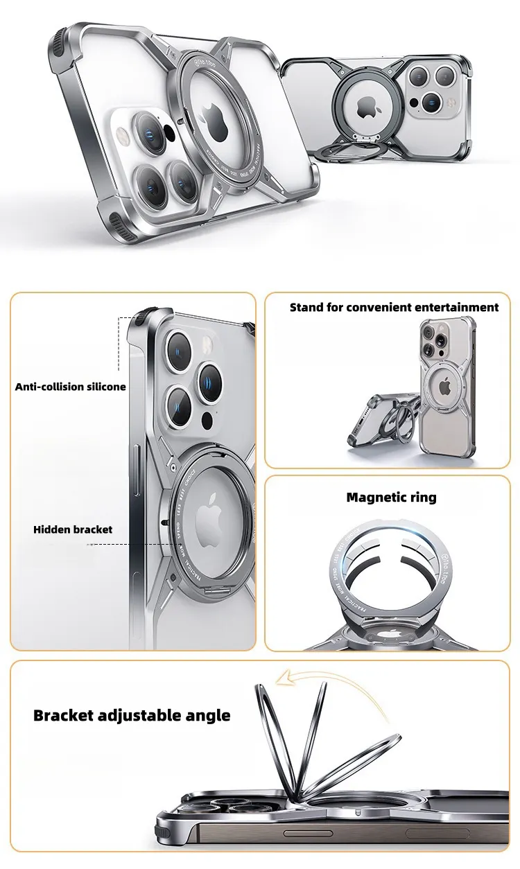 Suitable for iPhone 15 series frameless hollow aluminum alloy mobile phone case