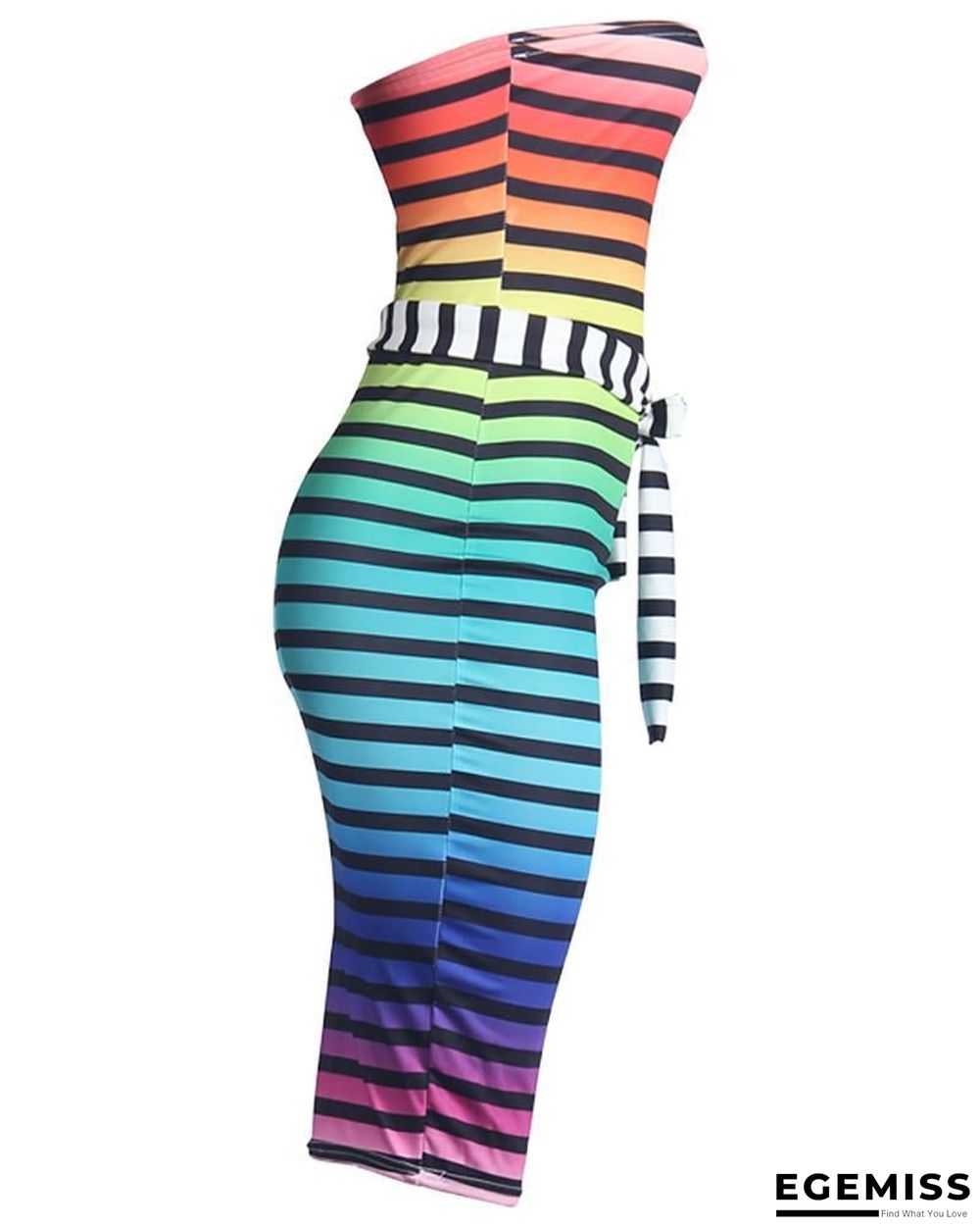 Tube Colorful Striped Bodycon Dress | EGEMISS
