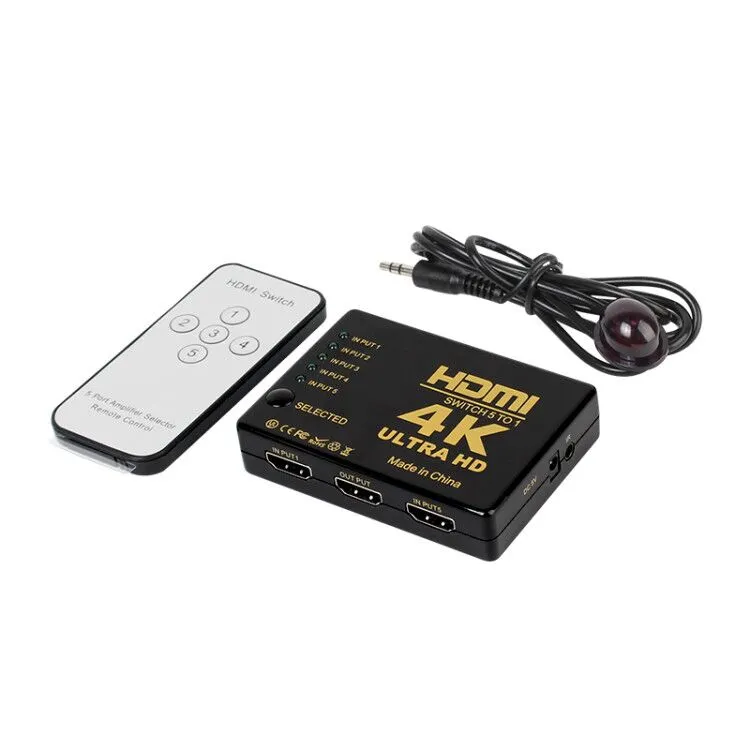 4K*2K Mini HDMI Switcher 5*1 HDMI Switch 5 To 1 With IR Remote Control Supports Full HD 1080P 3D