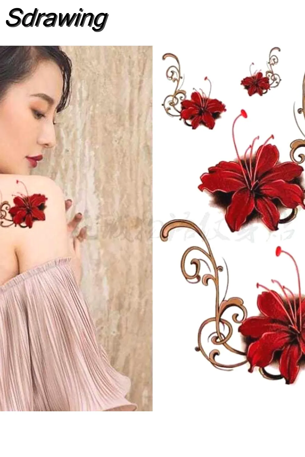 Sdrawing 4/5/9/10/18 PIeces Long Lasting Blue Flower Jewelry Tattoo Sticker Sexy Belly Block Scar Stretch Marks Waterproof Tattoo Sticker 715-1