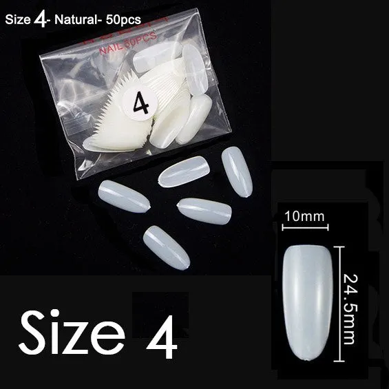 50Pcs/bag Natural Clear Nails Same Size Of Oval Shape False Nail Tips Purchase Specific Sizes Fake Nails For Paintting Prastic-Nail Inspo