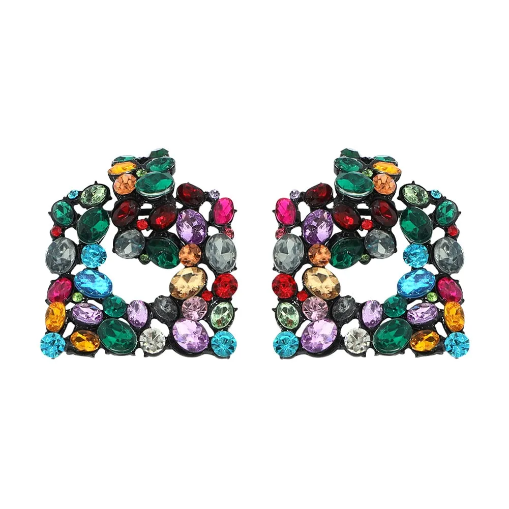 Dvacaman Newest Multicolor Crystal Drop Earrings Fine Jewelry Accessories For Women Fashion Rhinestone Tassel Earrings Wholesale
