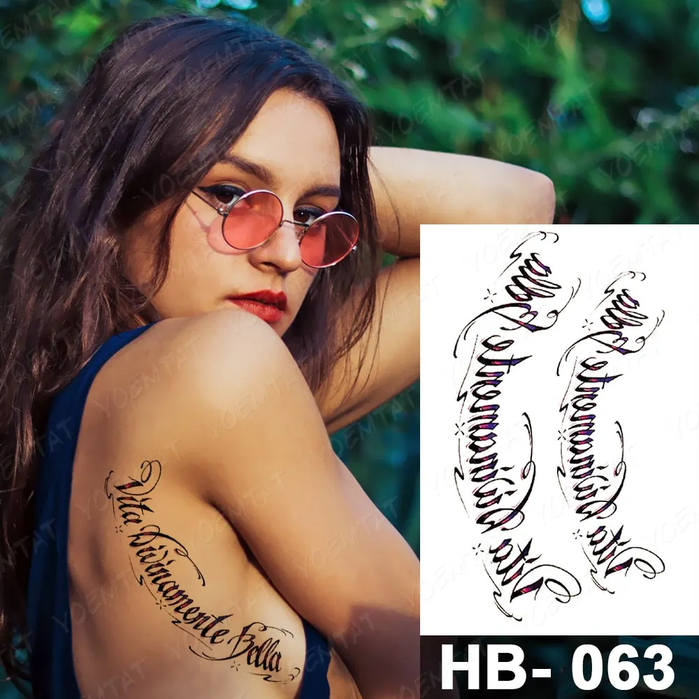 Arabic Language Waterproof Temporary Tattoo Sticker Black Love Text Word Letter Body Art Arm Couple Fake Tatoo For Women Men