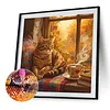 Diamond Painting -DIY Round Drill Coffee and Cat(40x40cm)