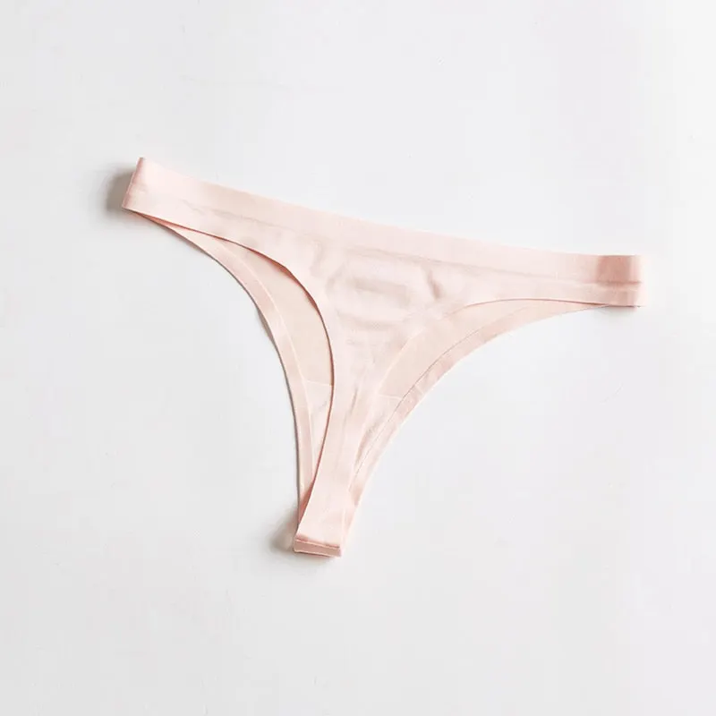 1 Pcs Woman Underwear Seamless Ice Silk Sexy Sports Panties Female T-back Solid Soft G-string Thong For Woman 2021 New BANNIROU