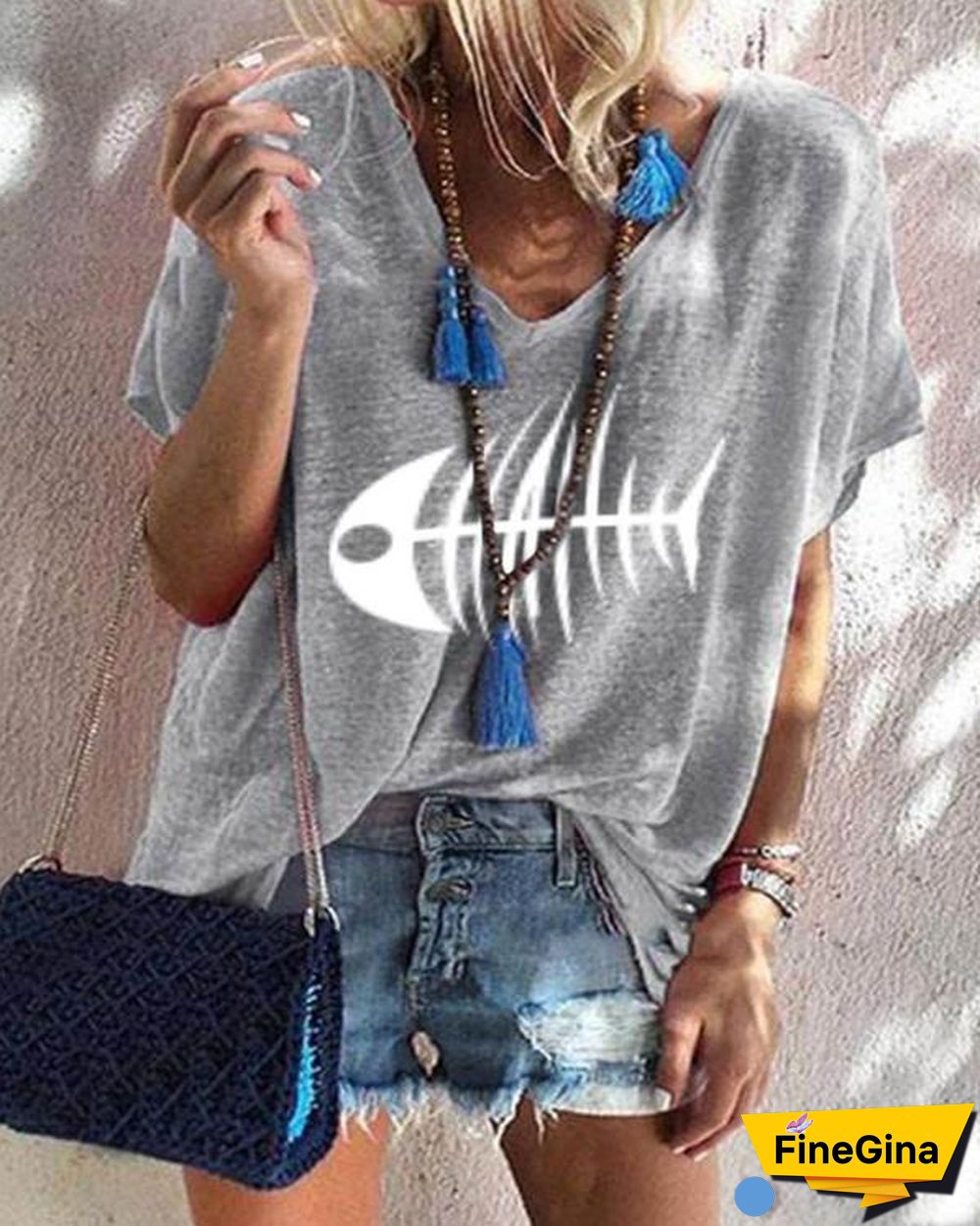 Fashion Plus Size Women Printed Holiday Daily Blouse
