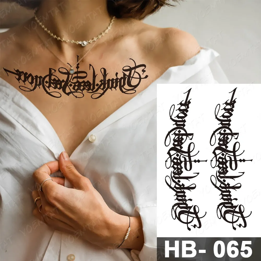 Arabic Language Waterproof Temporary Tattoo Sticker Black Love Text Word Letter Body Art Arm Couple Fake Tatoo For Women Men
