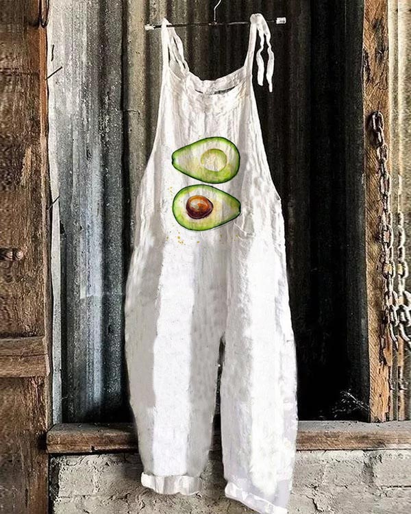 Cute Avocado Loose Casual Jumpsuit