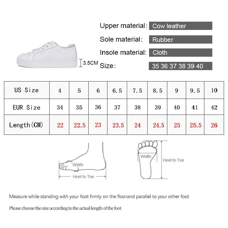 Smile Circle Summer Sneakers Women Flat Platform Shoes Genuine Leather Breathable Round toe soft insole Casual Ladies Shoes
