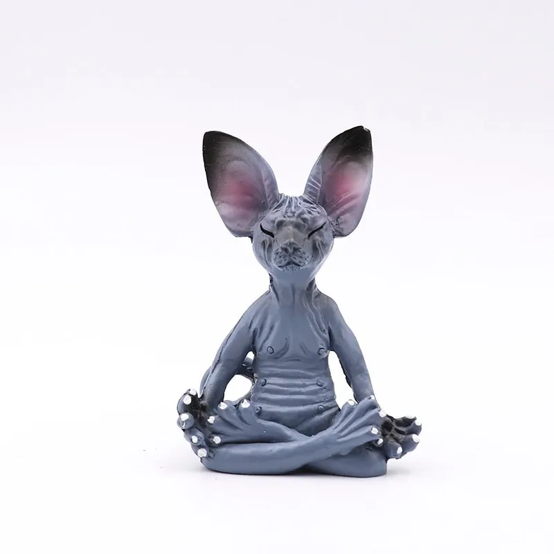 Whimsical Buddha Sphynx Cat Figurine Meditation Yoga Happy Cat Decor Art Sculptures Outdoor Garden Statues Figurines D&eacute;co Jardin