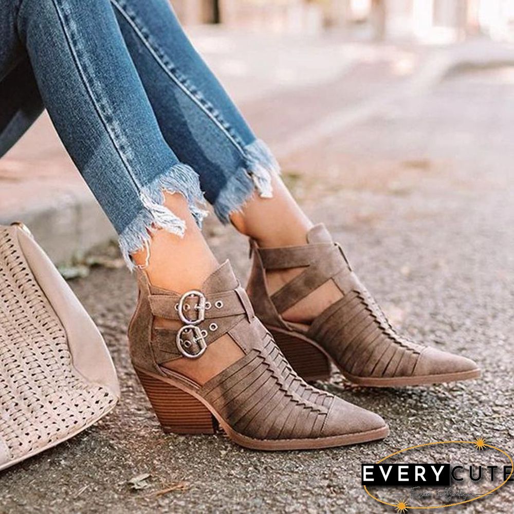 Buckle Pointed Toe Retro Shoes