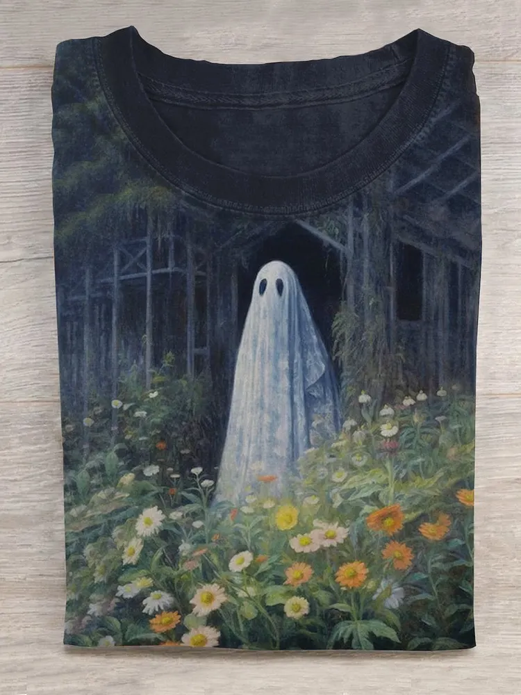 Unisex Botanical Ghost in Greenhouse Halloween T-shirt