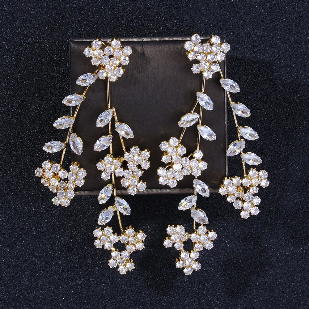 Floral Leaf Bridal Earrings Flowering Girl