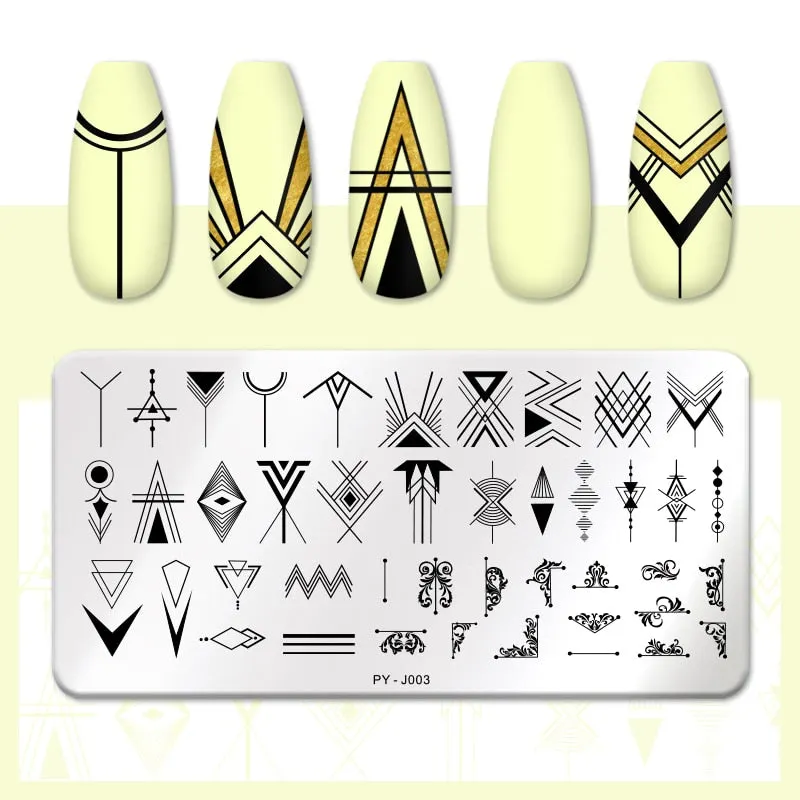 PICT YOU  Nail Stamping Plates Line Pictures Stencil Stainless Steel Nail Design for Printing Nail Art Image Plate Tool-Nail Inspo