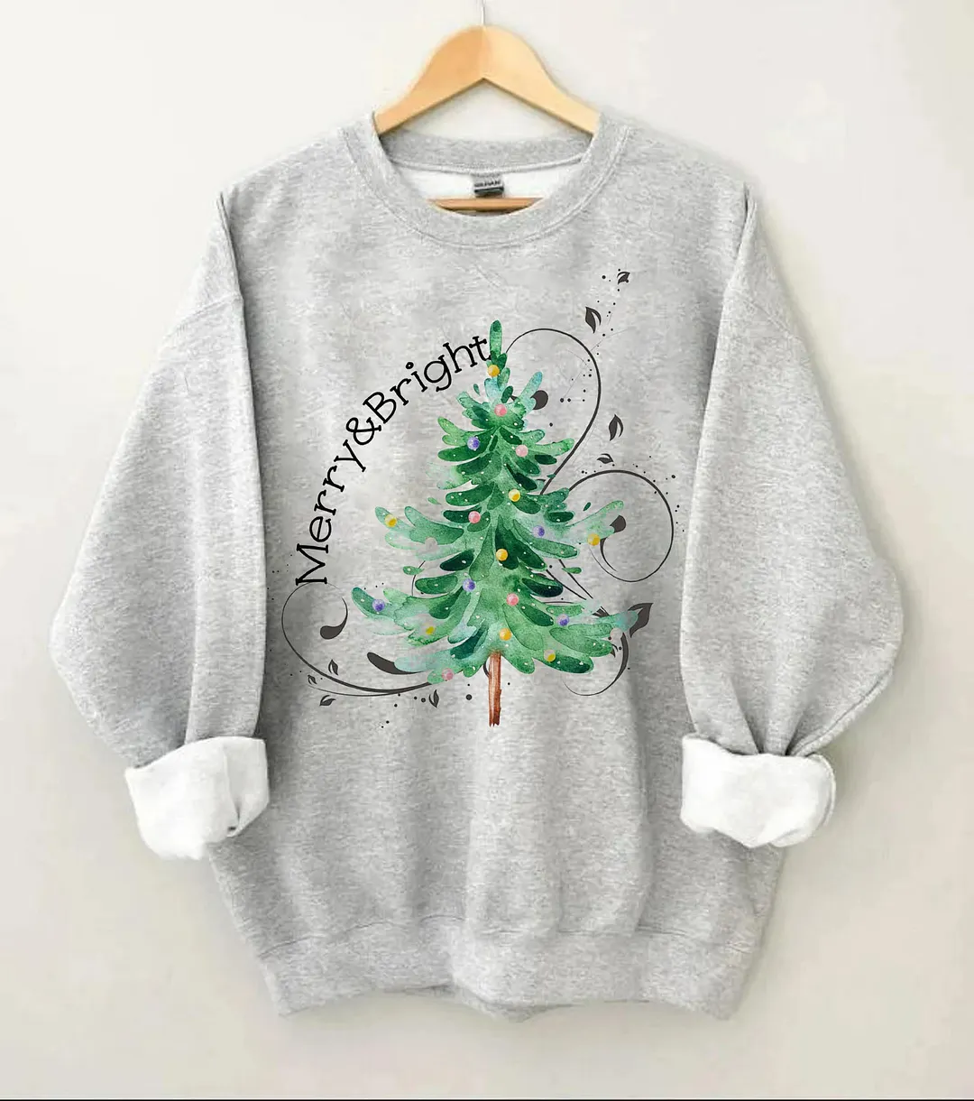 Merry And Bright Christmas Tree Sweatshirt