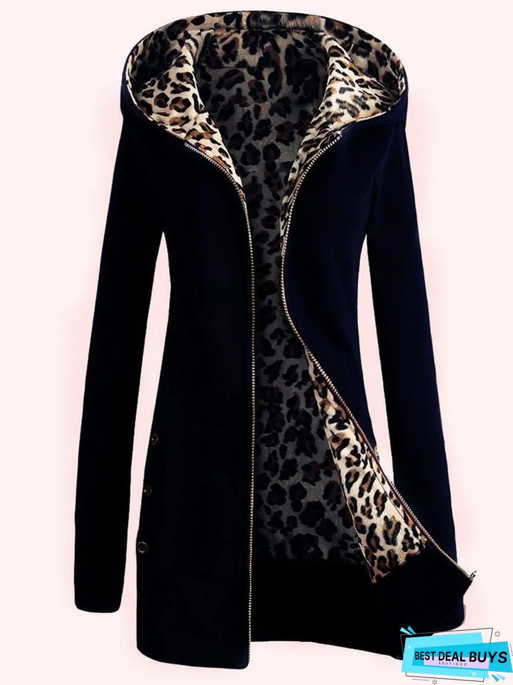 Hooded Leopard Simple Cotton Regular Fit Outerwear