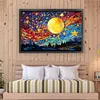 Stained Glass Moon Starry Sky-Full Embroidery 3 Strands 11CT Stamped Cross Stitch-60*40CM-Large Size