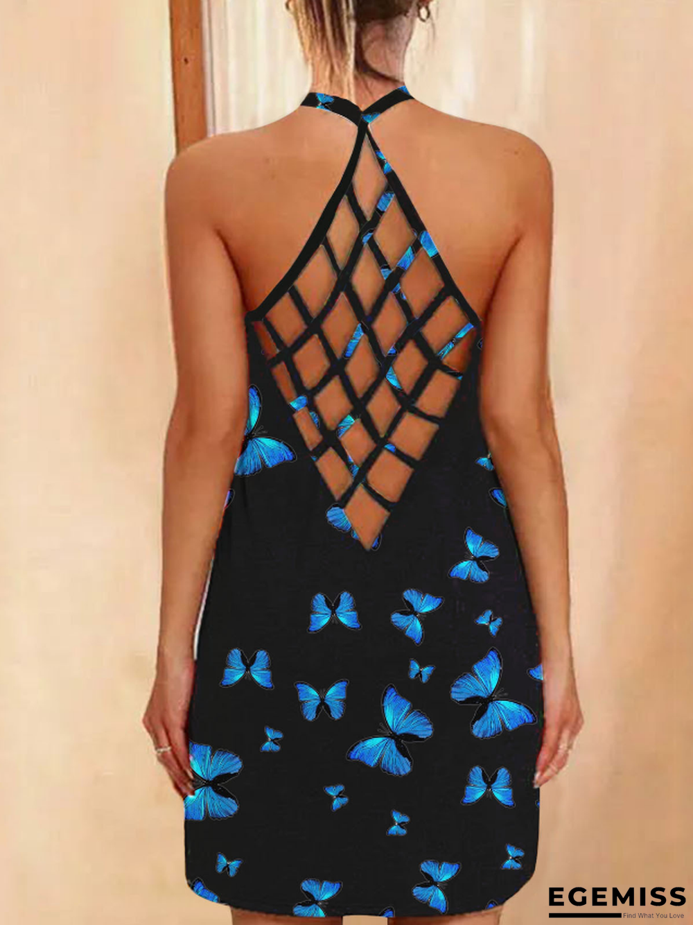 New Printed Sexy Hollow Neck Slim Dress Women In Summer | EGEMISS