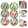 [Upgrade]6pcs Set Xmas Theme DIY Diamond Painting Coasters Kit with Holder for Craft Gift
