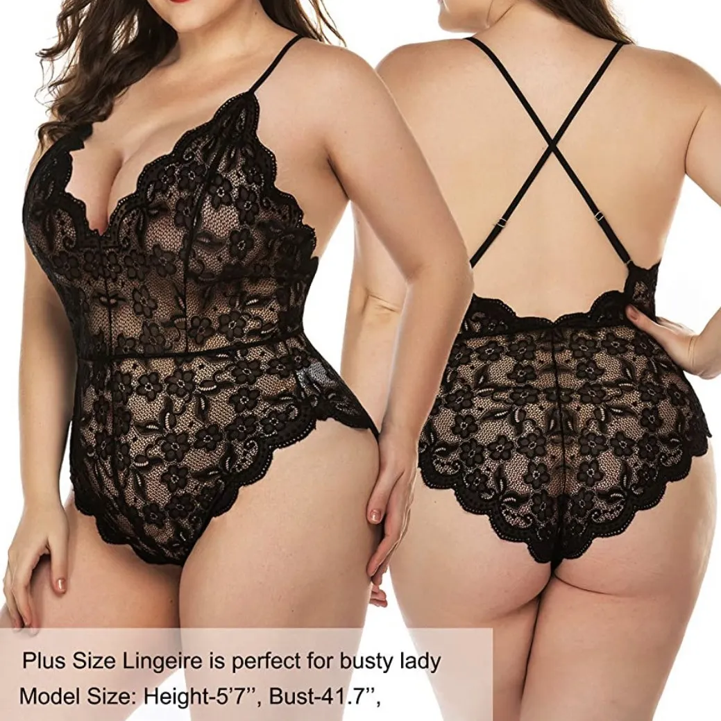 Churchf New Lady Passion Lingerie Lace Hanging Neck Tights Deep V Sexy Lace Conjoined