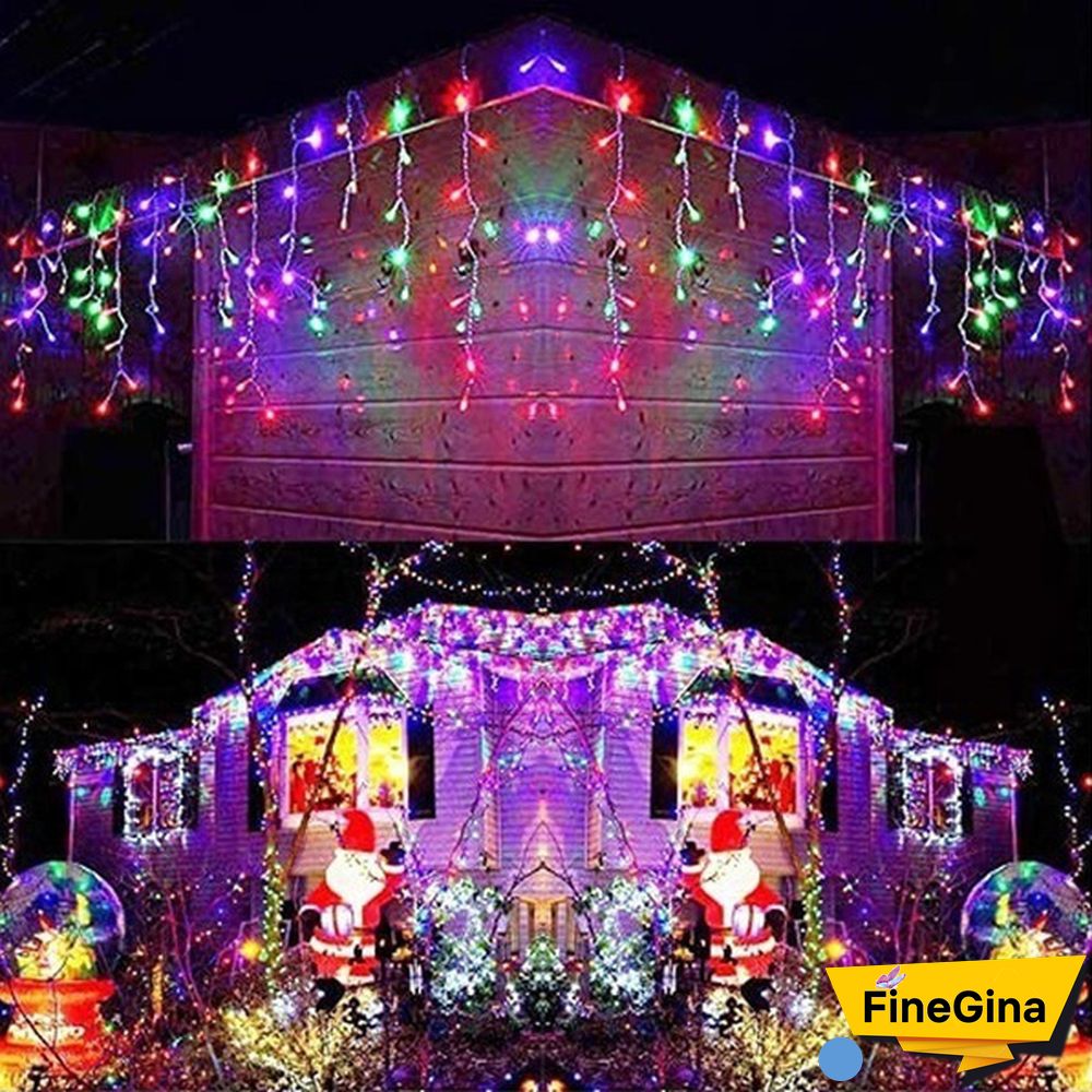 Christmas Garland 400LED Curtain Icicle String Lights Wedding Mariage Decoration Xmas Navidad Garland LED Light Strip Garden Street Mall Eaves Outdoor Decorative Fairy Light 2 Style
