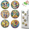 (US Local)6Pcs Acrylic Glass Painting Animals DIY Fridge Stickers for Fridge Whiteboards