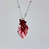 Dark Gothic Style Flesh And Blood Heart-Shaped Pendant Necklace Handmade Artwork