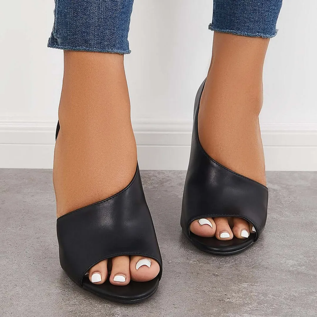 Black Cut Out Stiletto High Heels Peep Toe Dress Pumps
