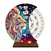 Diamond Painting Wooden Lion Moon Perpetual Calendar