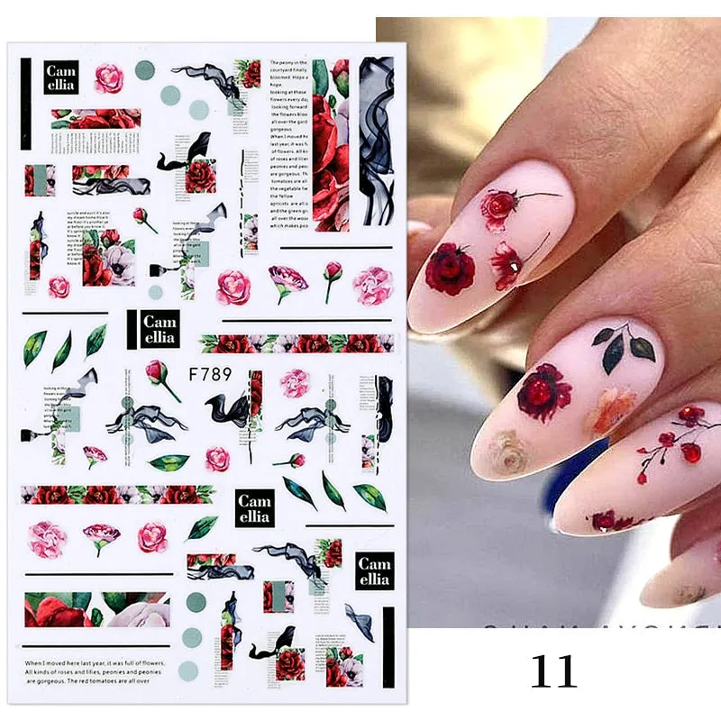 3D Christmas Nail Art Decoration Stickers Sparkly Gold White Colorful  Glitter Geometry Snowflake Winter Slider Nail Foils-Nail Inspo