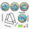 4PCS Wood Diamond Painted Placemats Kitchen Dish Mat with Holder (Dolphin)