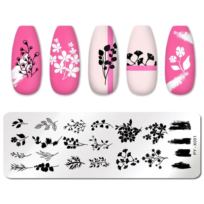 PICT YOU Nail Stamping Plates Flower Plant Pattern Nail Art Plate Stencil Stainless Steel Line Pictures Theme Image Plates Mold-Nail Inspo
